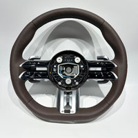 Volante de fibra de carbono AMG piel marrón Mercedes-Benz - vista frontal