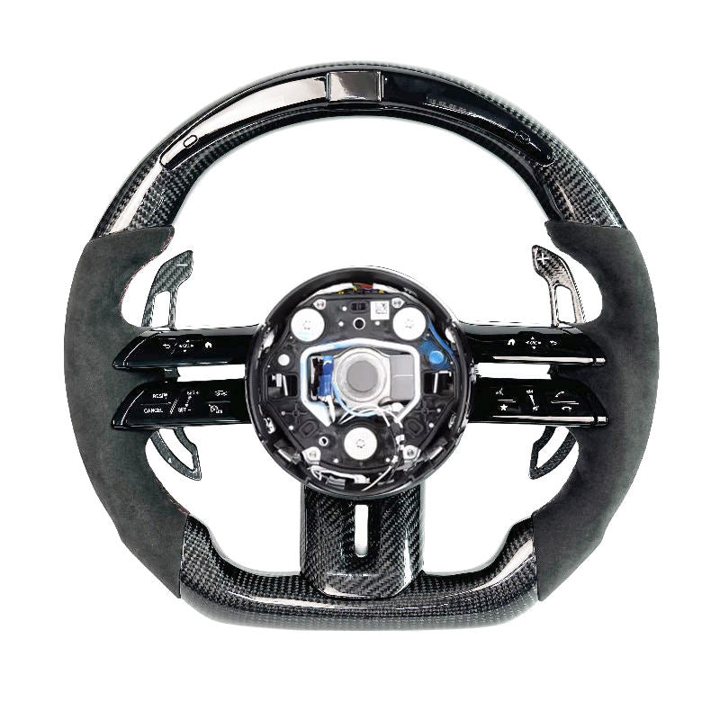 Volante de fibra de carbono AMG 3 radios LED Mercedes-Benz - vista frontal