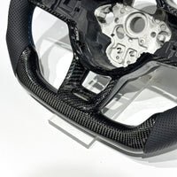 Volante de fibra de carbono Volkswagen Golf MK7 línea azul - detalle